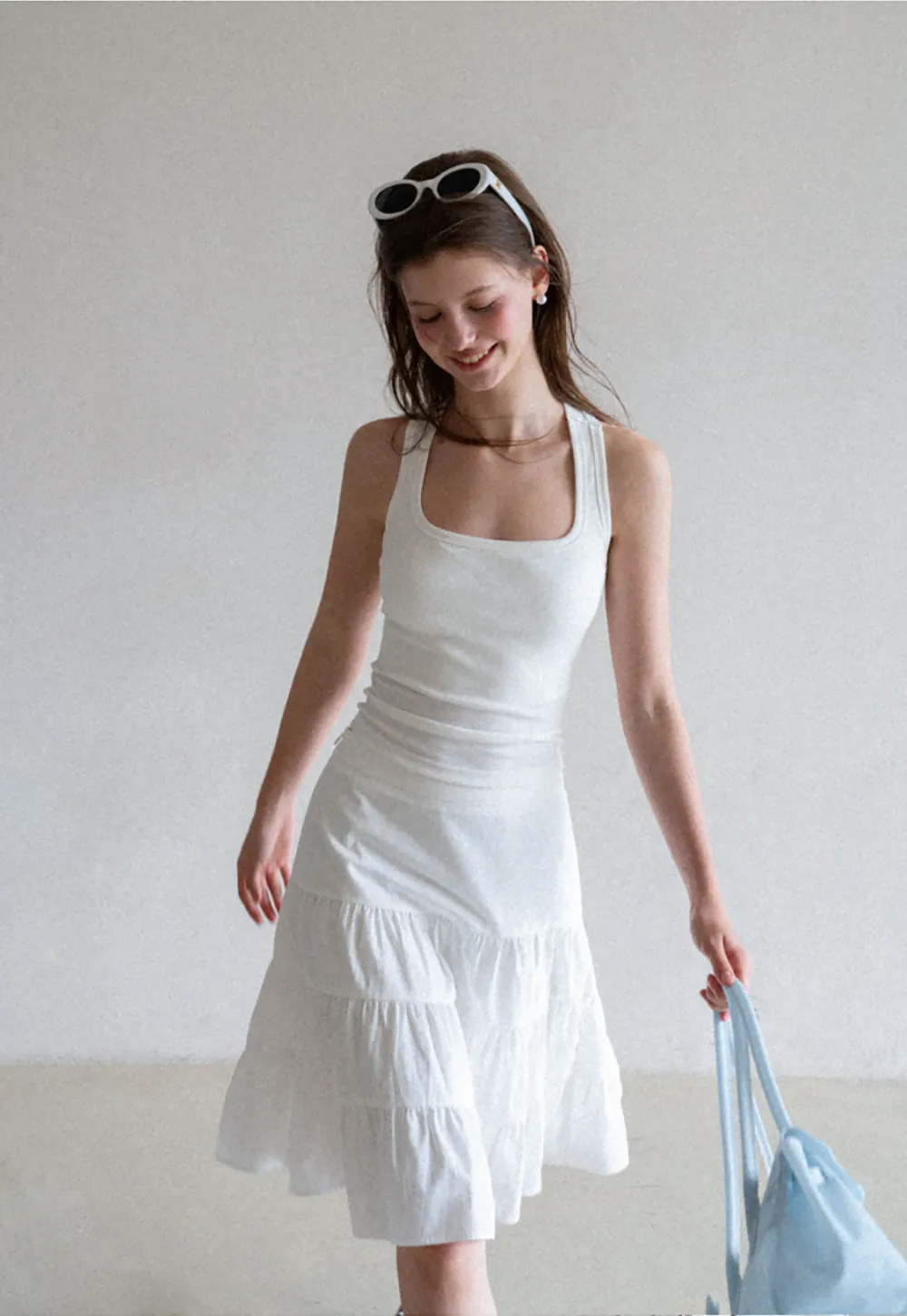 Square Neck Ribbed Knit Tank Top