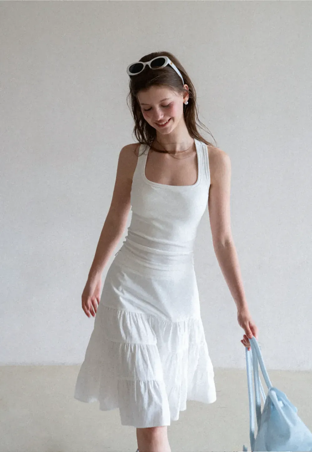 Square Neck Ribbed Knit Tank Top