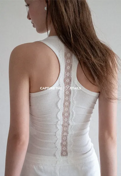 Square Neck Ribbed Knit Tank Top