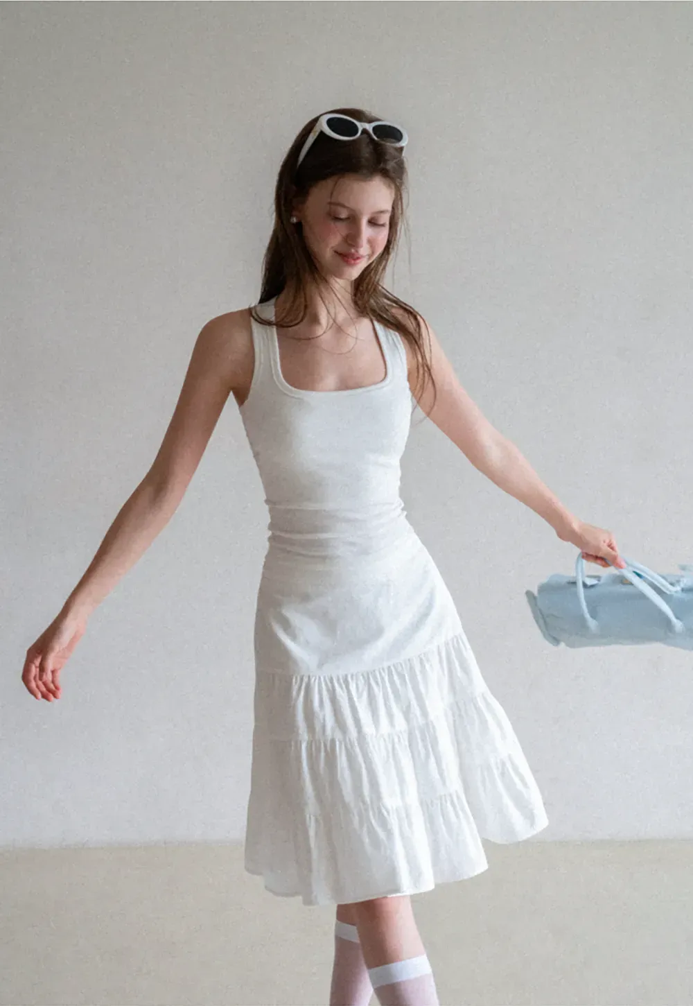 Square Neck Ribbed Knit Tank Top