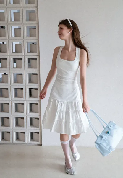 Square Neck Ribbed Knit Tank Top