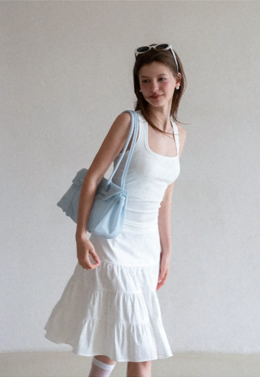 Square Neck Ribbed Knit Tank Top