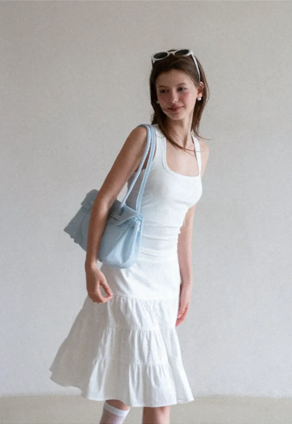 Square Neck Ribbed Knit Tank Top