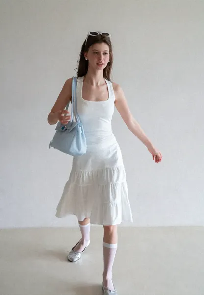 Square Neck Ribbed Knit Tank Top