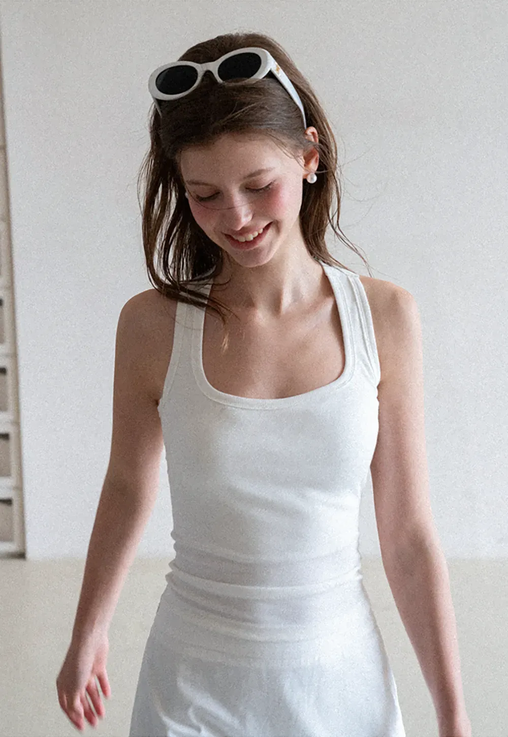 Square Neck Ribbed Knit Tank Top