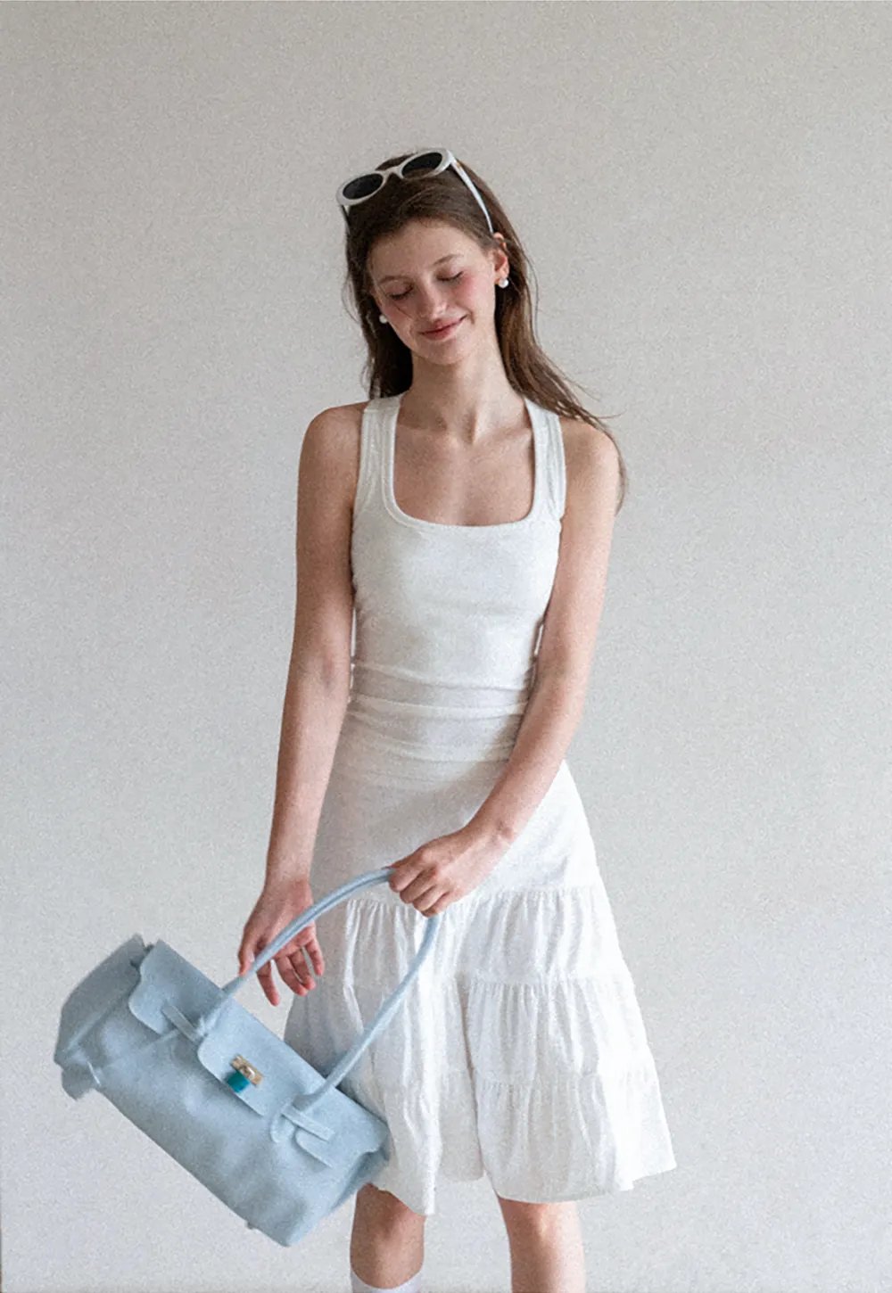 Square Neck Ribbed Knit Tank Top