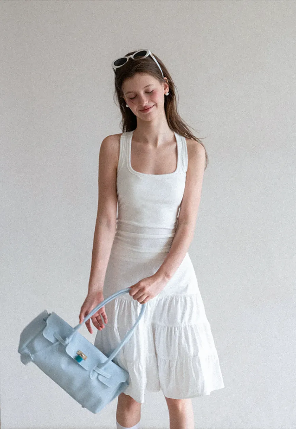 Square Neck Ribbed Knit Tank Top
