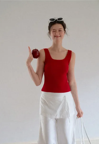 Cropped Square Neck Tank Top