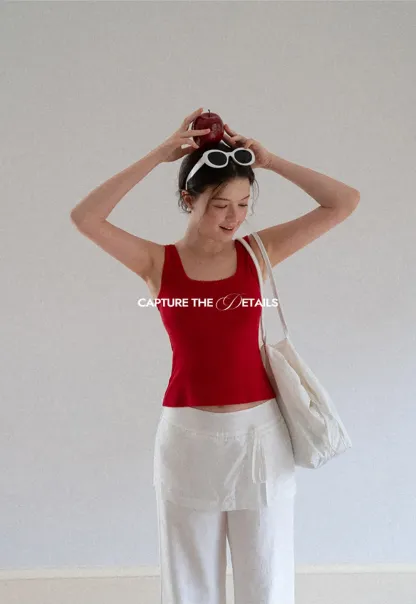 Cropped Square Neck Tank Top
