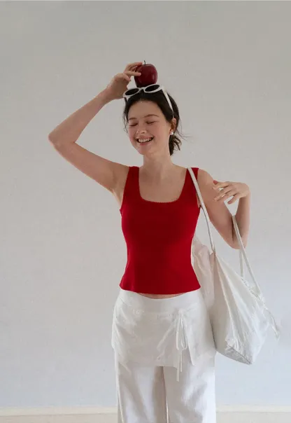 Cropped Square Neck Tank Top