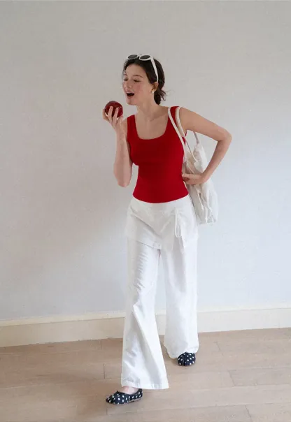 Cropped Square Neck Tank Top