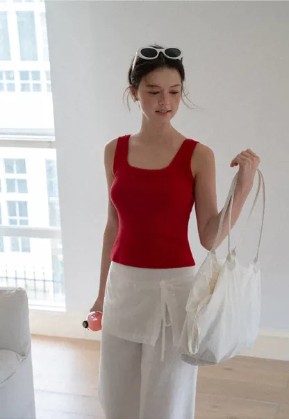 Cropped Square Neck Tank Top