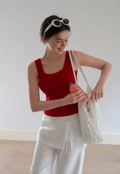 Cropped Square Neck Tank Top