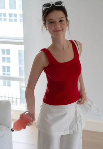 Cropped Square Neck Tank Top