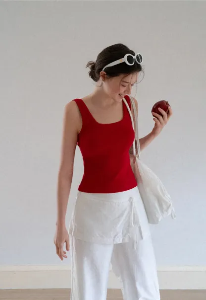 Cropped Square Neck Tank Top