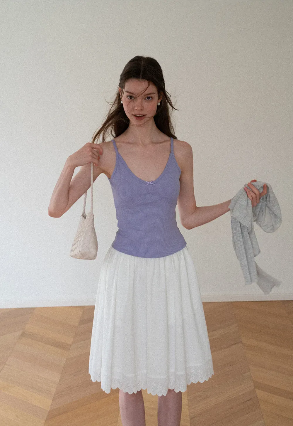 Ribbed Knit V Neck Tank Top
