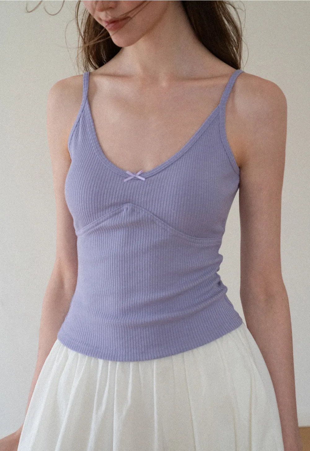 Ribbed Knit V Neck Tank Top