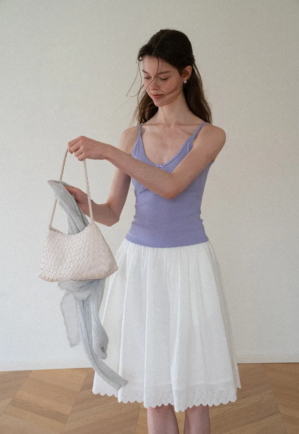 Ribbed Knit V Neck Tank Top