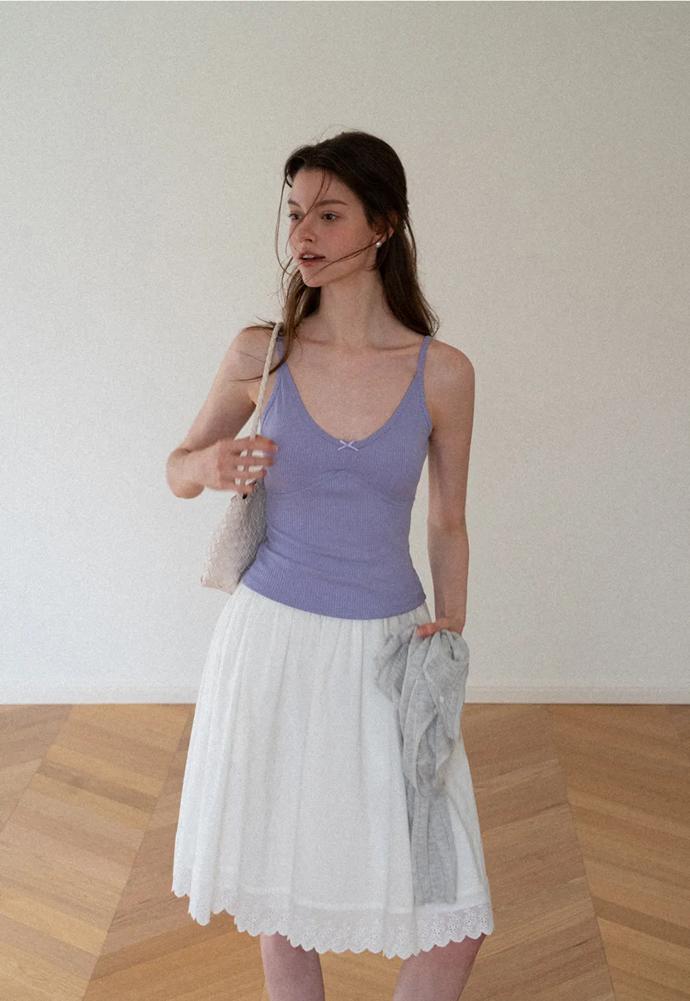 Ribbed Knit V Neck Tank Top