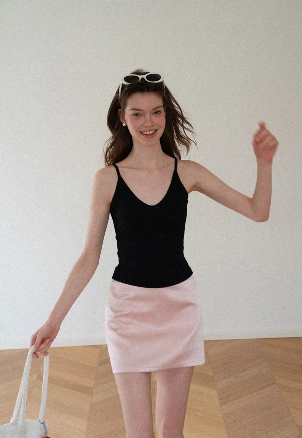 Ribbed Knit V Neck Tank Top