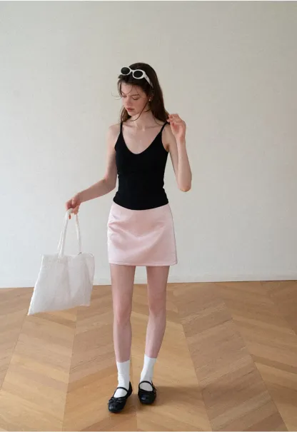 Ribbed Knit V Neck Tank Top
