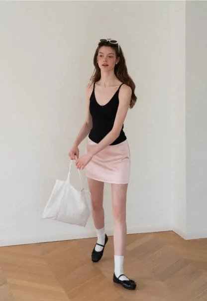 Ribbed Knit V Neck Tank Top