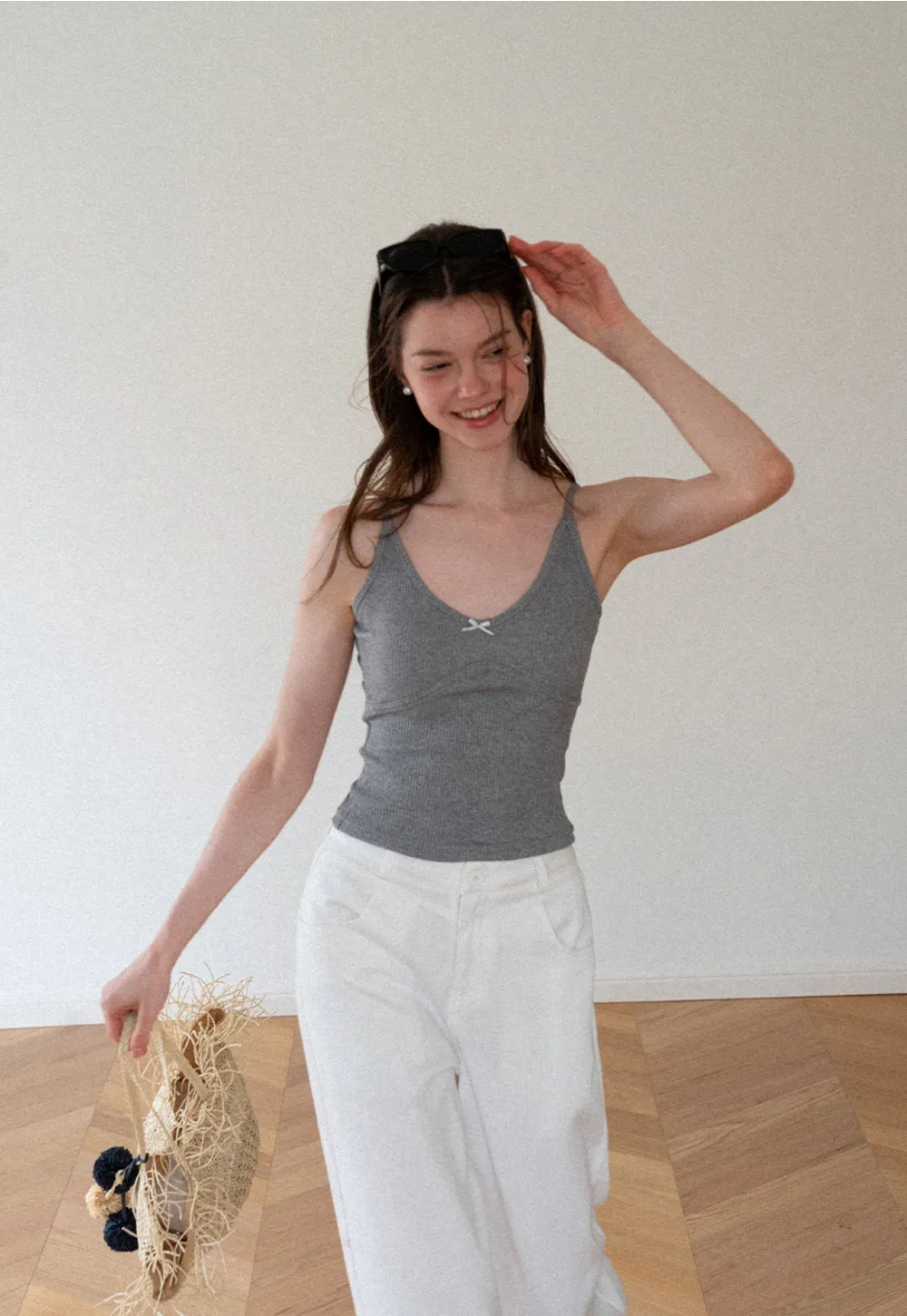 Ribbed Knit V Neck Tank Top