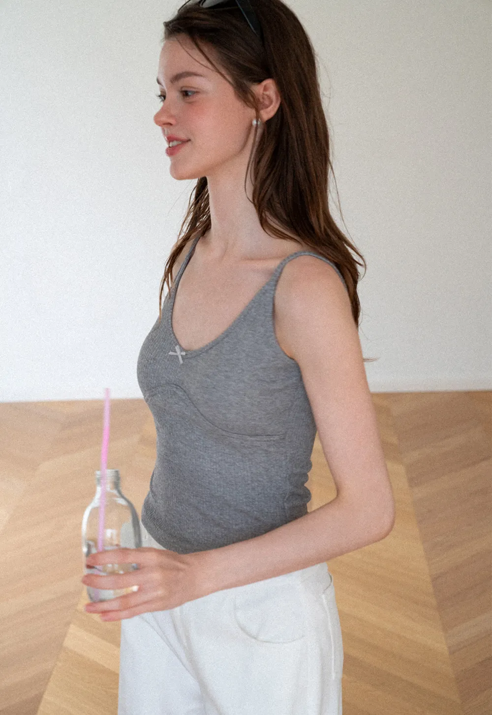 Ribbed Knit V Neck Tank Top