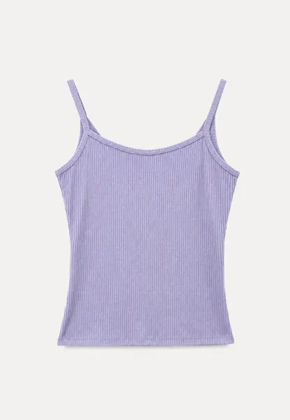 Ribbed Knit V Neck Tank Top