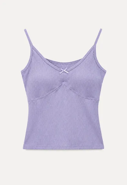 Ribbed Knit V Neck Tank Top
