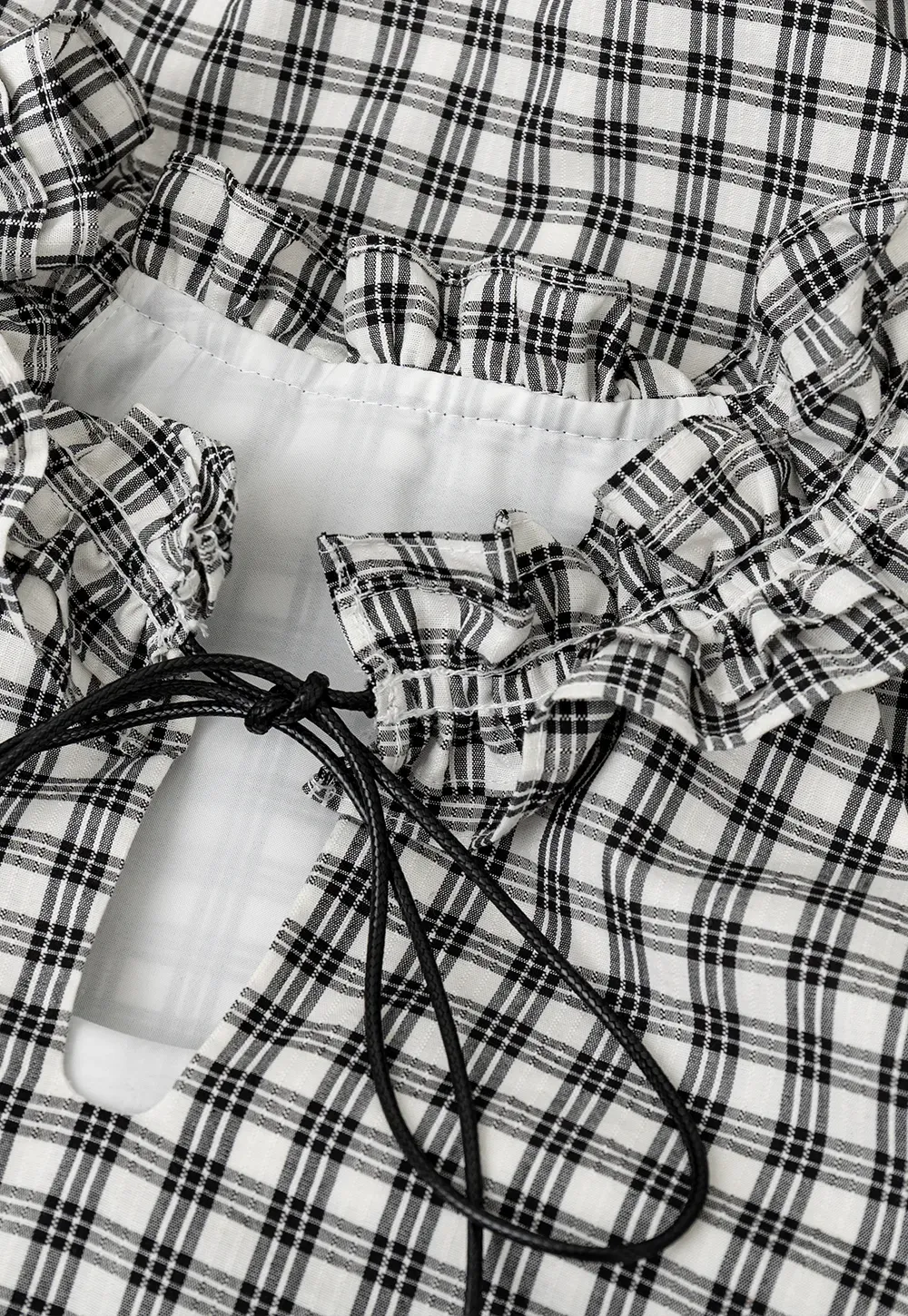Ruffled Halter Neck Gingham Print Tank Top