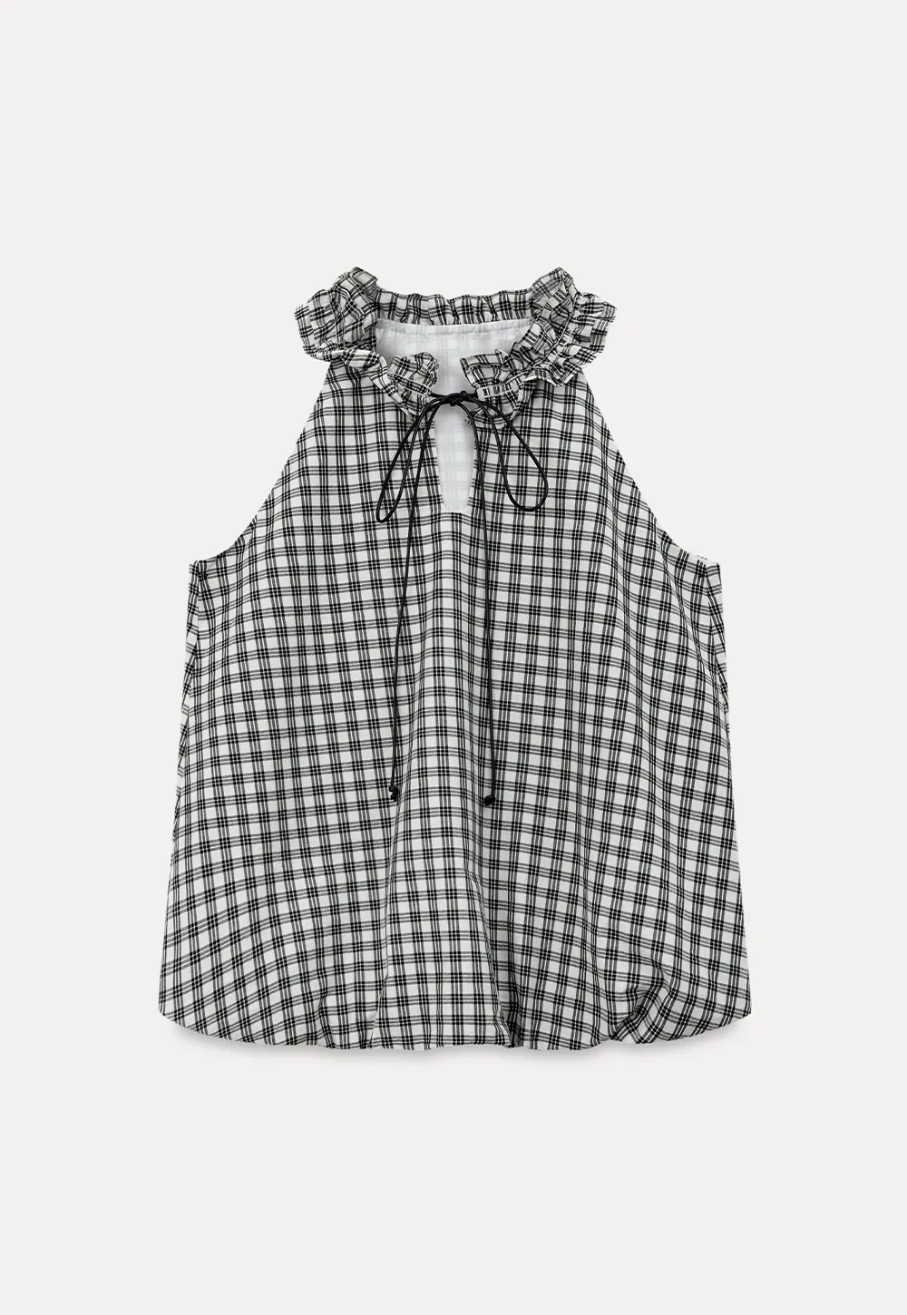 Ruffled Halter Neck Gingham Print Tank Top