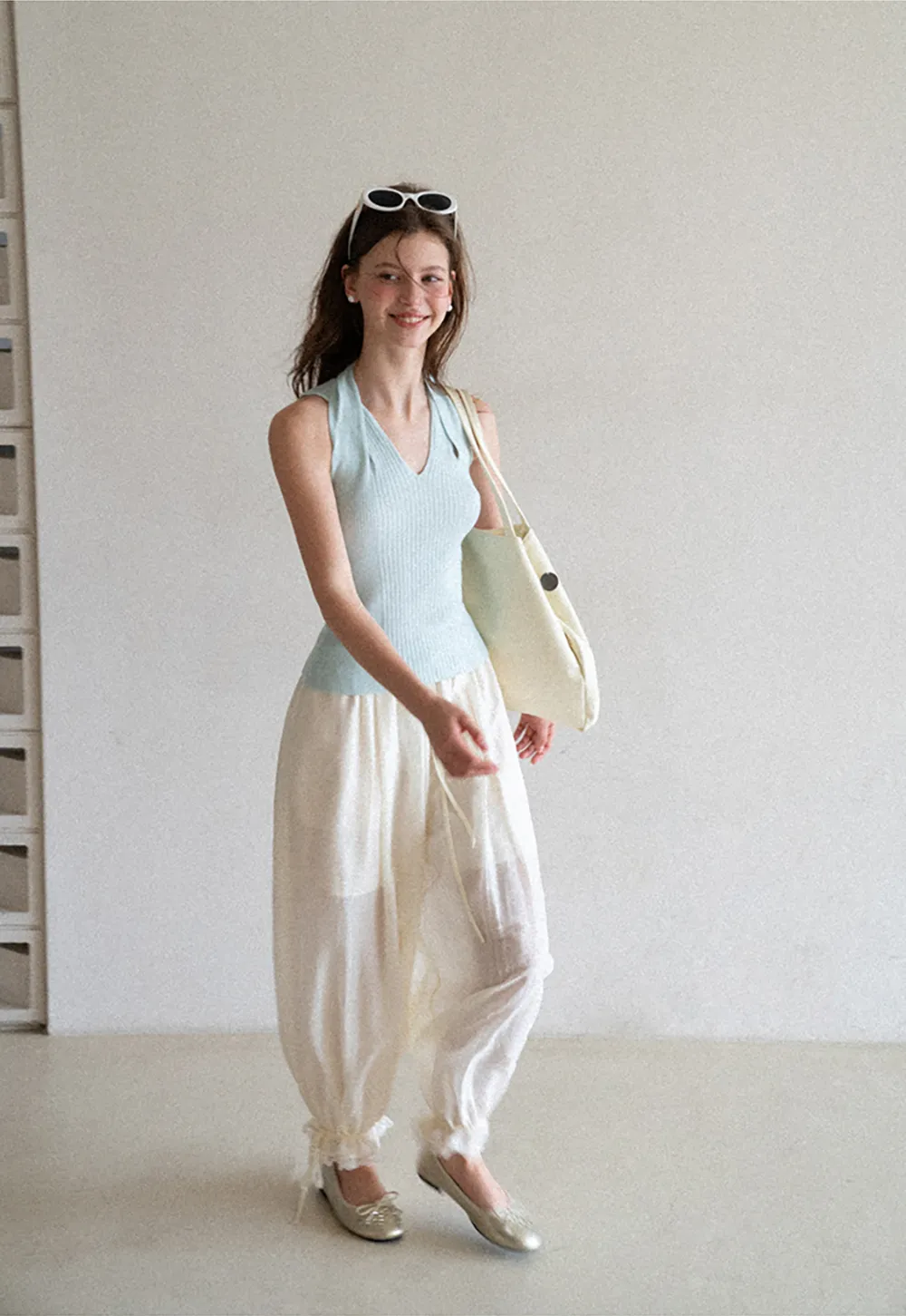 Ribbed Knit Halter Neck Tank Top