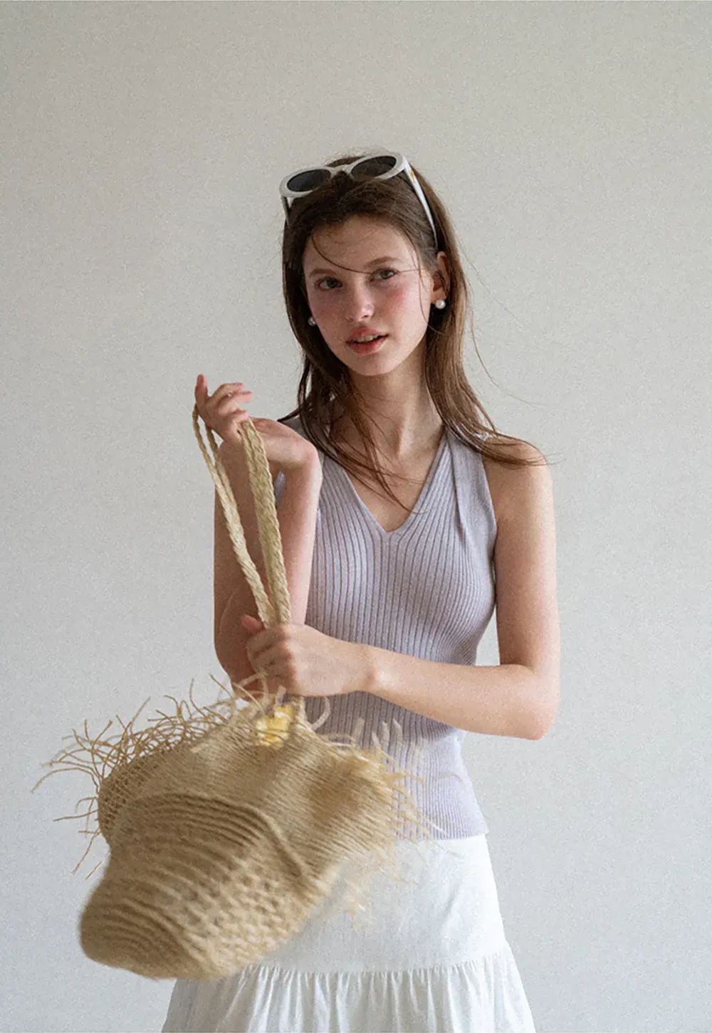 Ribbed Knit Halter Neck Tank Top