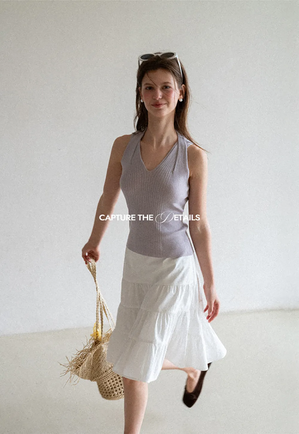 Ribbed Knit Halter Neck Tank Top
