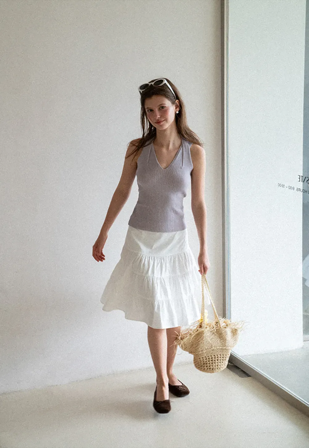 Ribbed Knit Halter Neck Tank Top