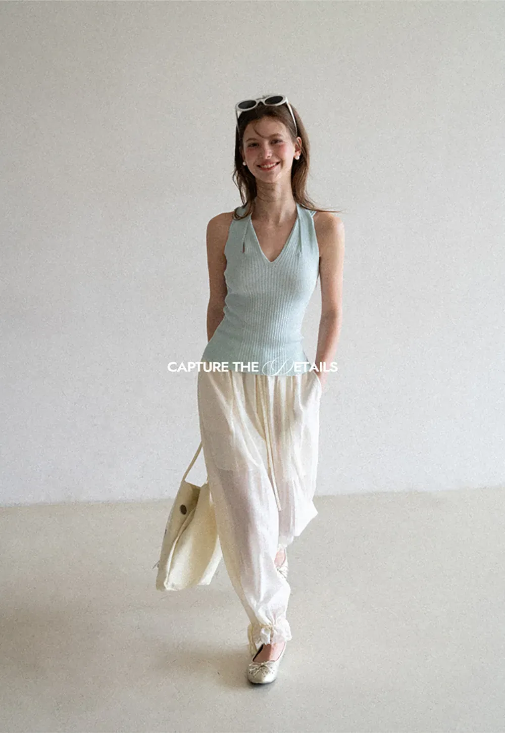 Ribbed Knit Halter Neck Tank Top