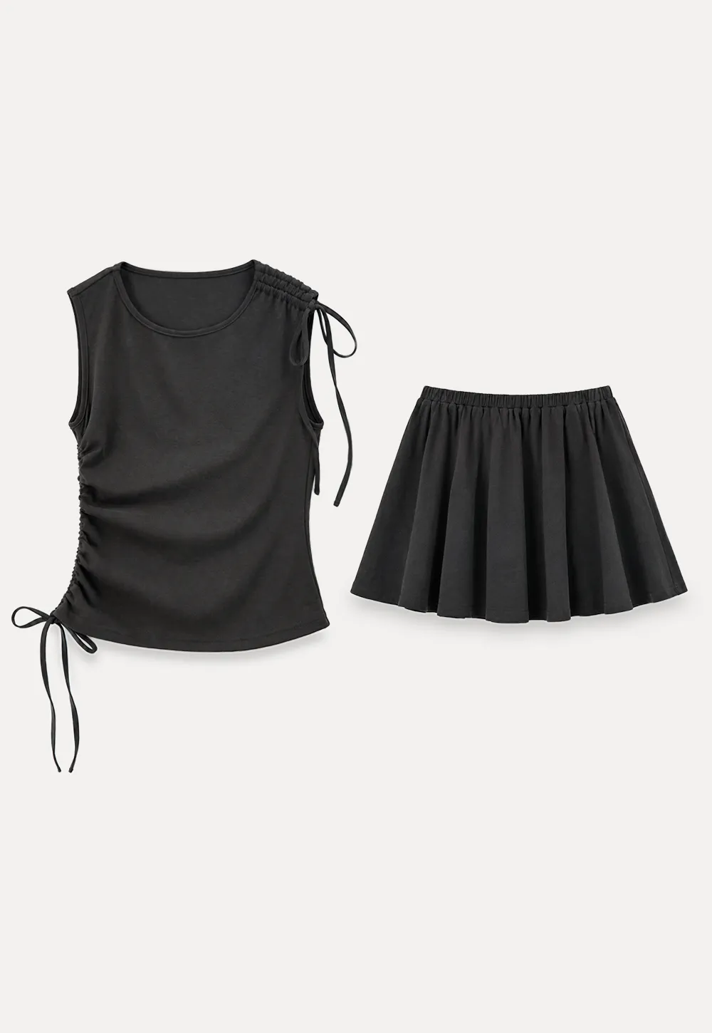 Sleeveless Tie Shoulder Dress with Flared Skirt