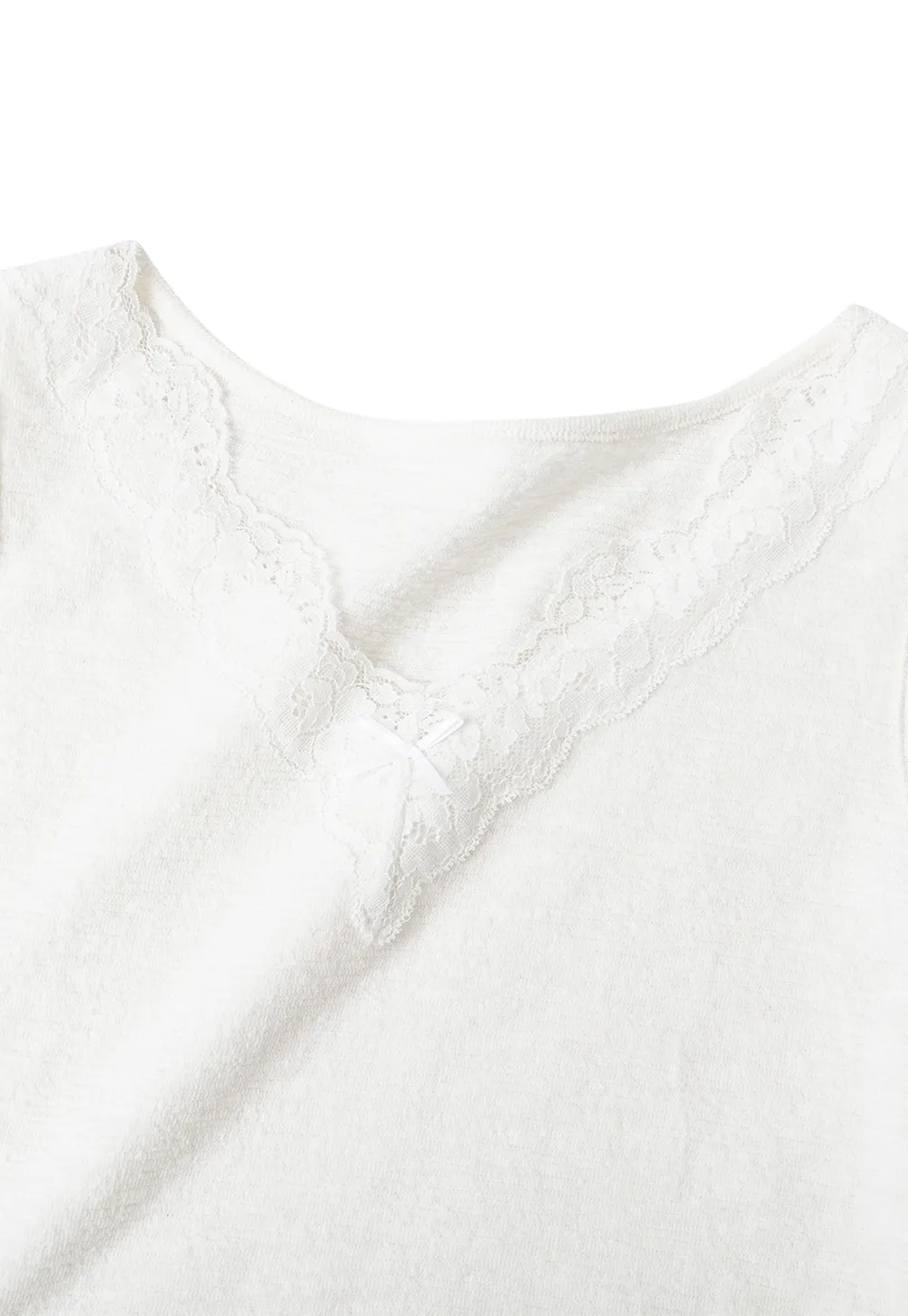 Lace Trim V Neck Sleeveless Knit Tank Top