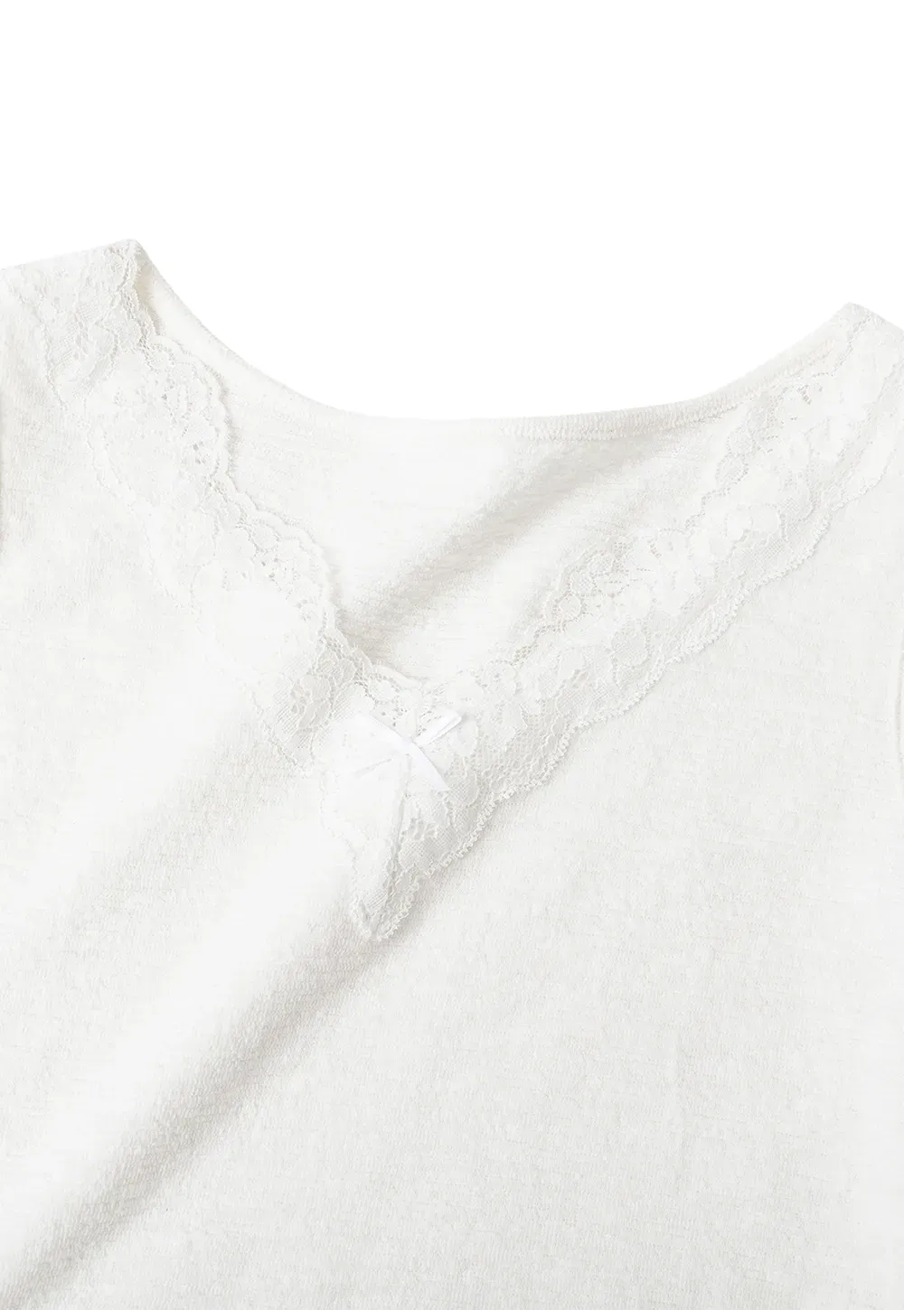 Lace Trim V Neck Sleeveless Knit Tank Top