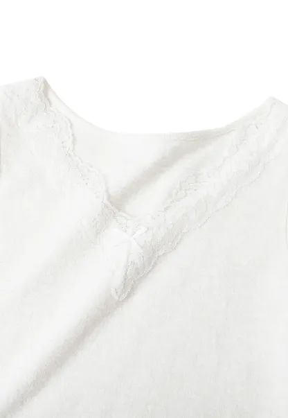 Lace Trim V Neck Sleeveless Knit Tank Top