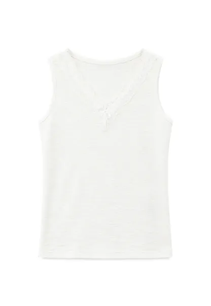 Lace Trim V Neck Sleeveless Knit Tank Top
