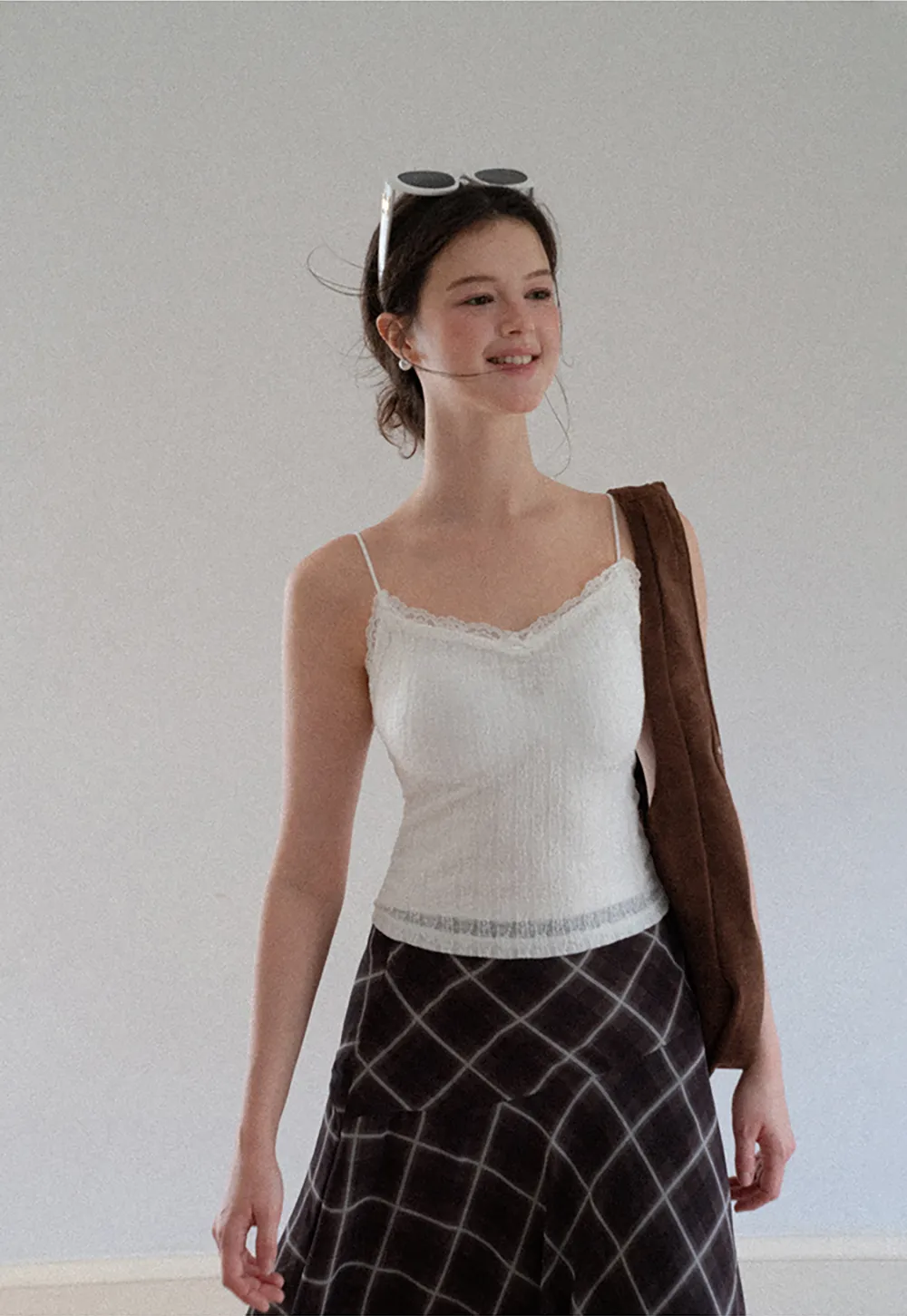 Lace Trim Cropped Knit Tank Top
