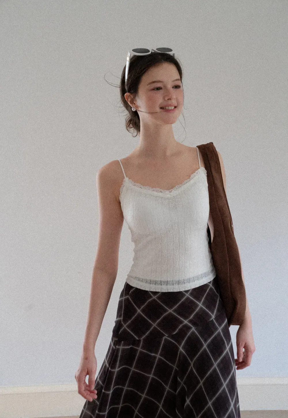 Lace Trim Cropped Knit Tank Top