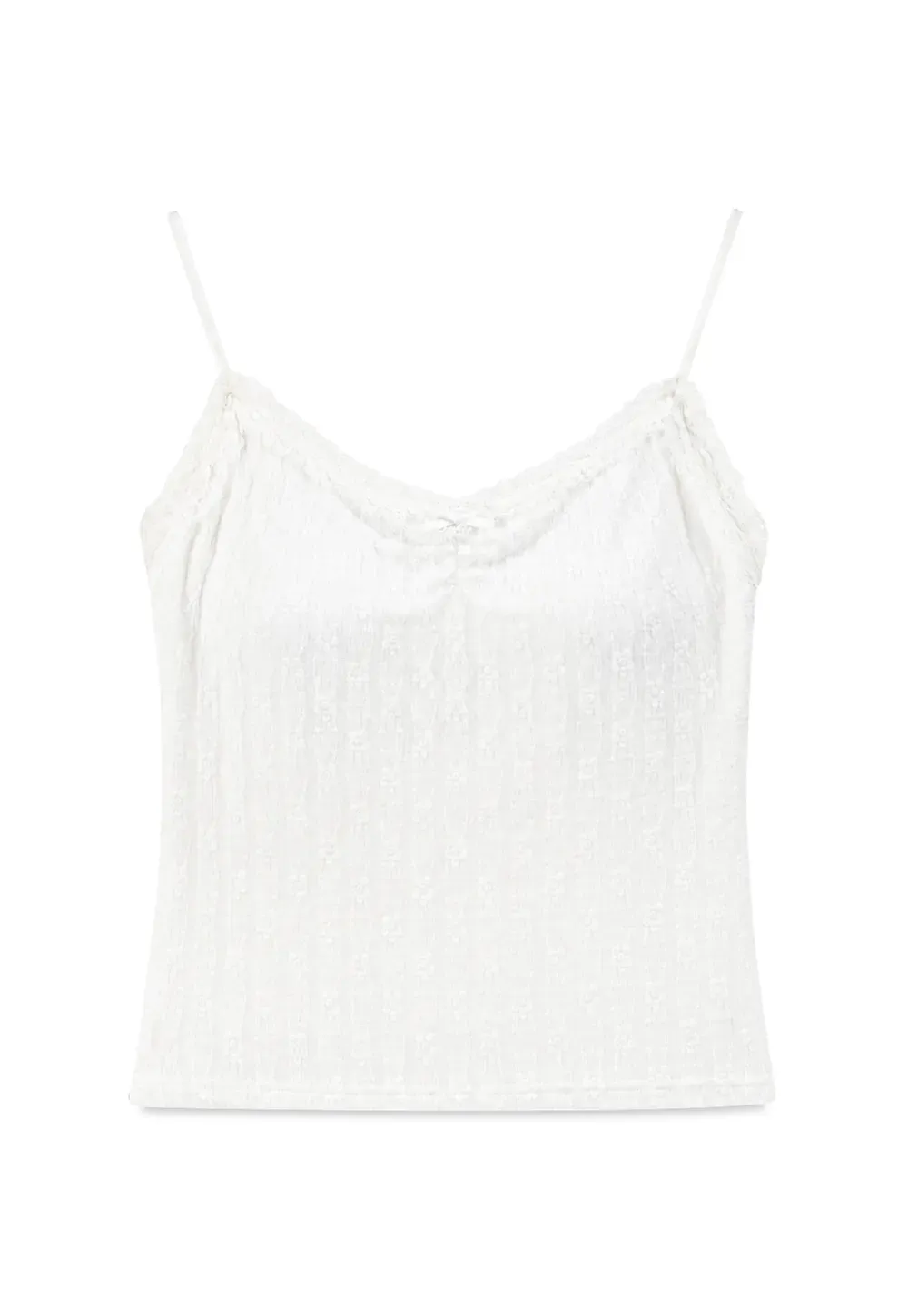 Lace Trim Cropped Knit Tank Top