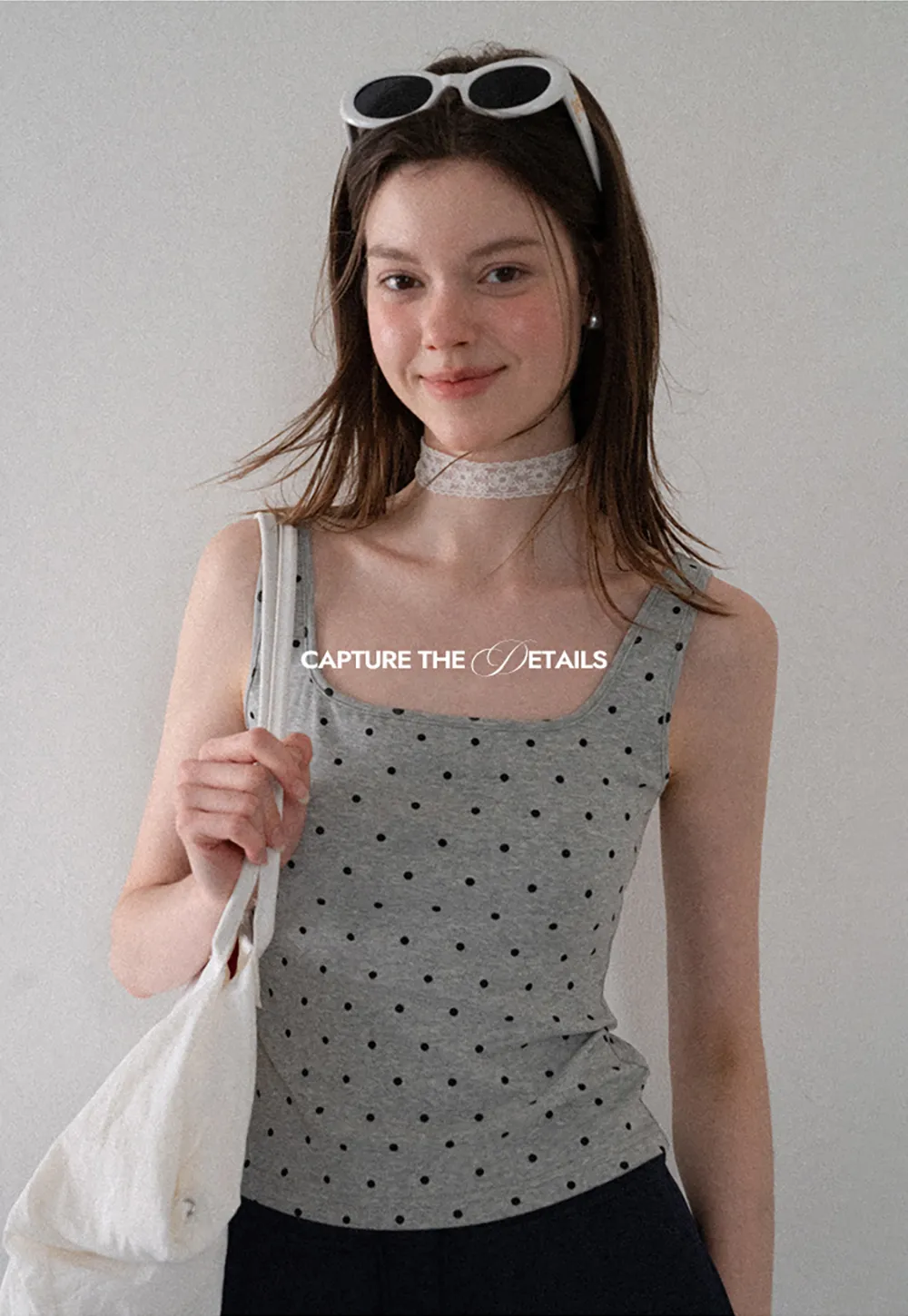 Polka Dot Print Cropped Tank Top