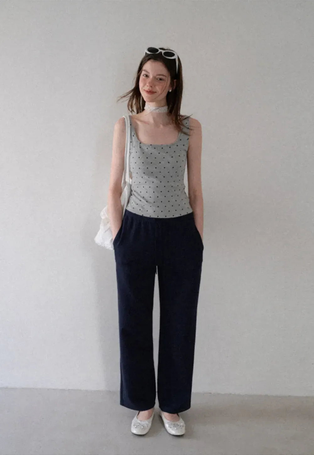 Polka Dot Print Cropped Tank Top