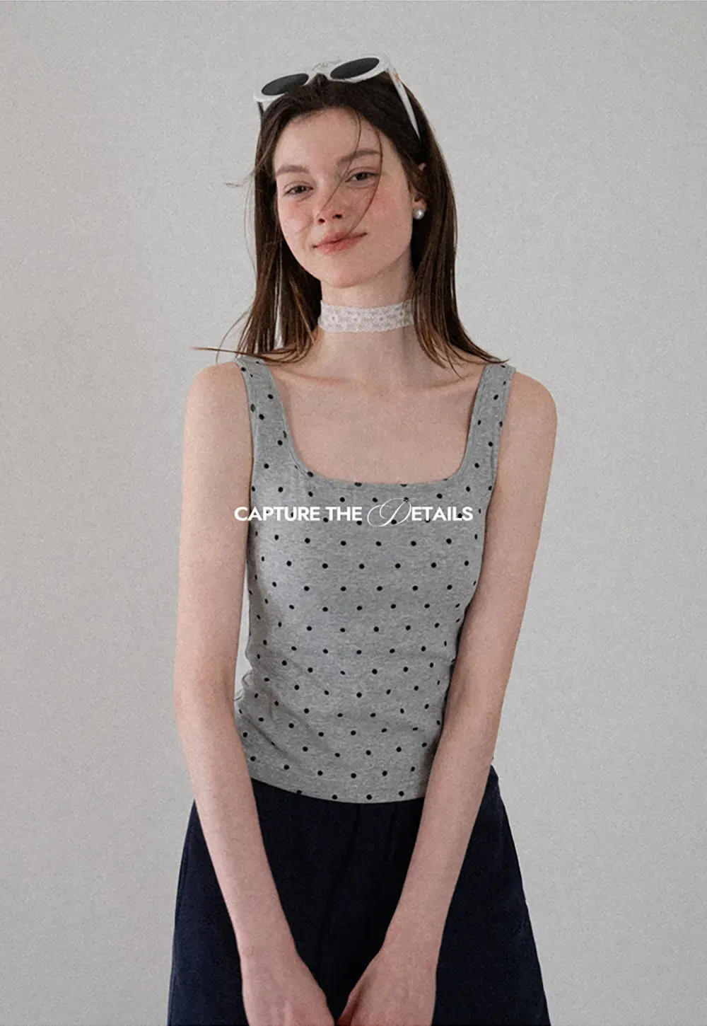 Polka Dot Print Cropped Tank Top