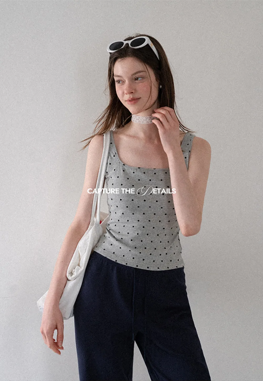 Polka Dot Print Cropped Tank Top
