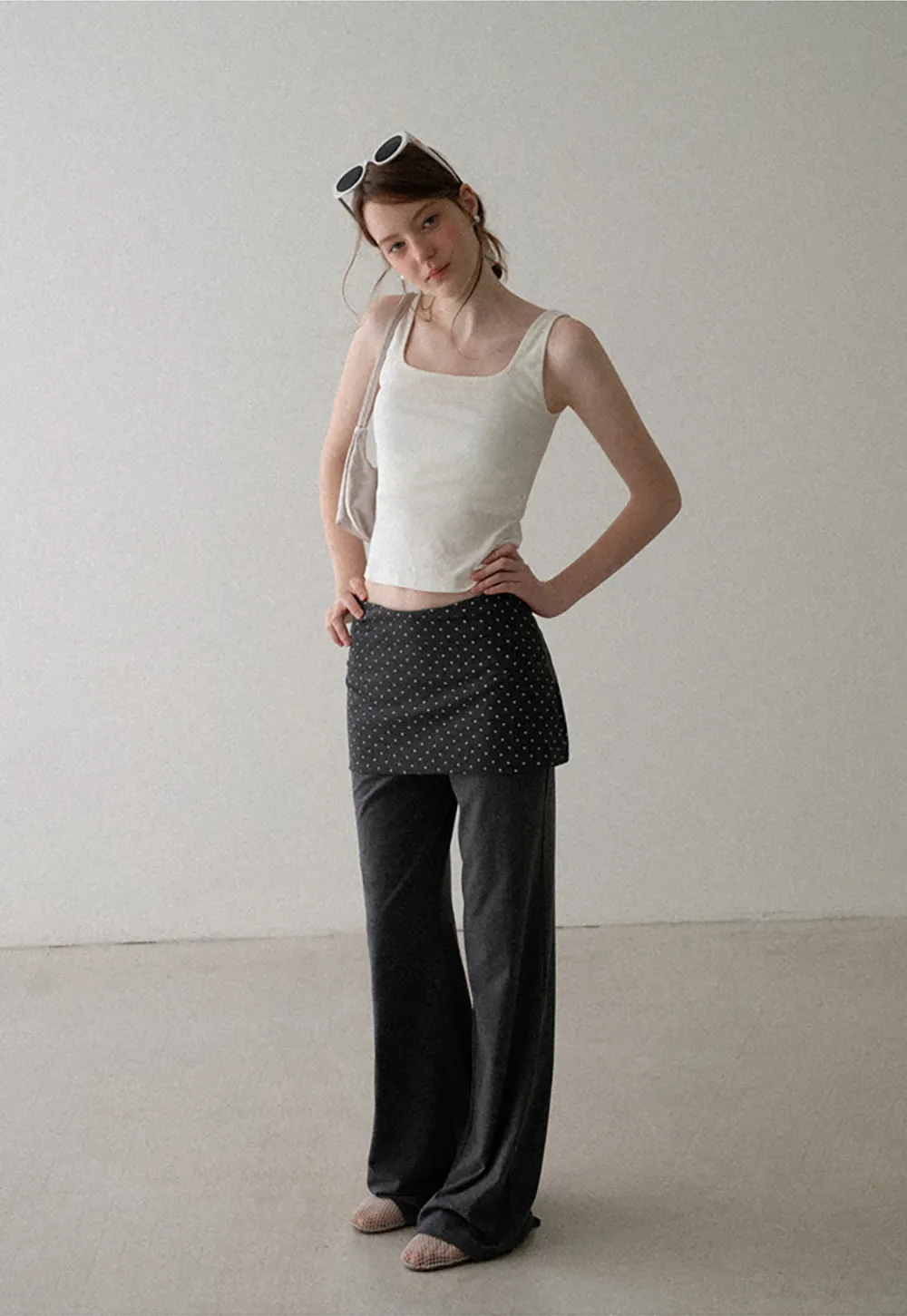 Polka Dot Print Cropped Tank Top